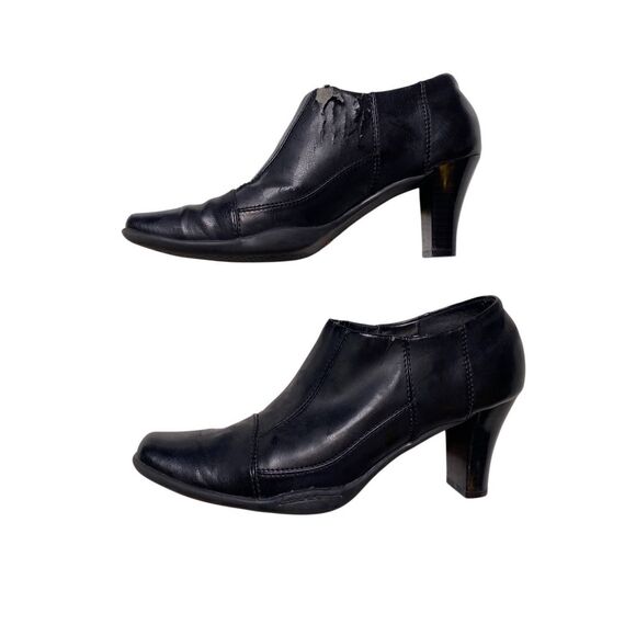 Aerosoles Black Slip On Square Toe Heeled Booties Womens Size 8B Office - Picture 1 of 11